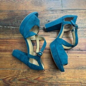 NATURALIZER Teal Platform Chunky Heels Women’s 6.5